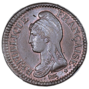 Coin France - Directoire - 1 Décime Dupré - An 8 AA Metz - PCGS MS 62 BN obverse