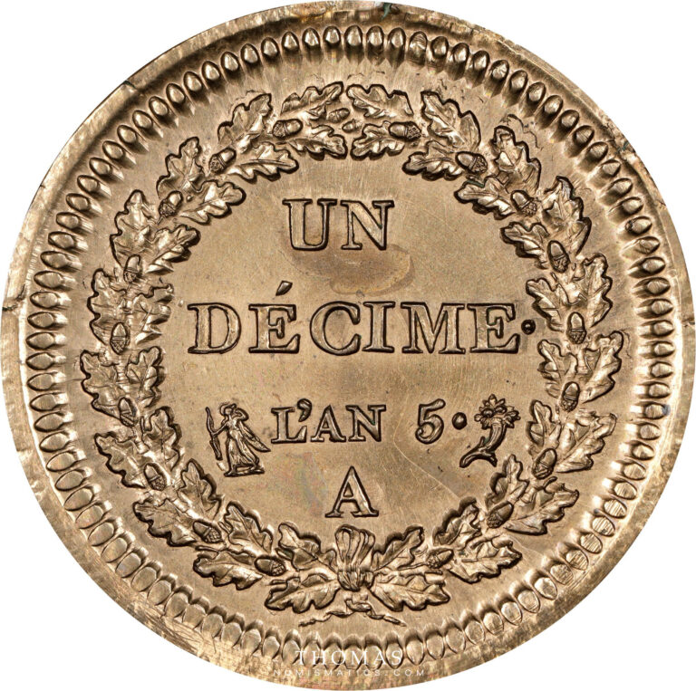 Essai Pattern Un Décime Dupré - An 5 A Paris 1796 - PCGS Genuine cleaned UNC Detail reverse