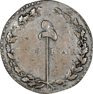 Coin FRANCE. Constitution. Cast Bell Metal 2 Sols Module Trial, ND (ca. 1792). Paris Mint. VERY FINE Details. Cleaned. obverse