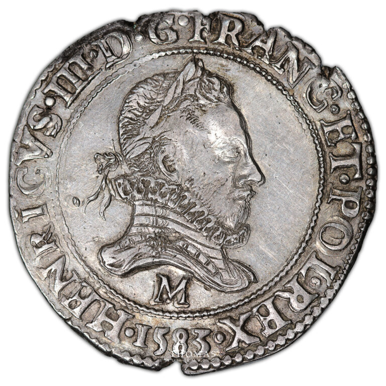 Monnaie France - Henri III - Franc au col fraisé - 1583 M Toulouse-Avers