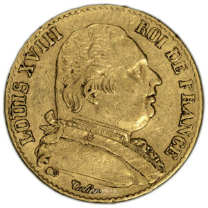 Coin France - Louis XVIII - Gold - 20 Francs Or - 1815 B Rouen - 22982 examples obverse