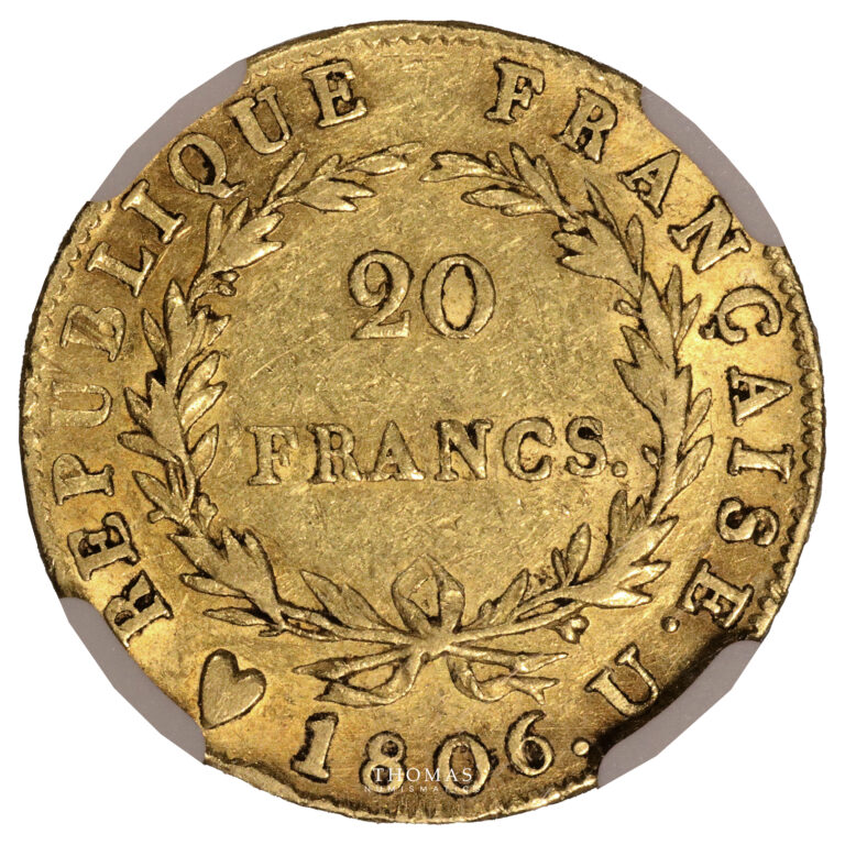 Napoleon I - Gold - 20 francs or - 1806 U Turin - NGC AU 50 - 17 242 examples reverse