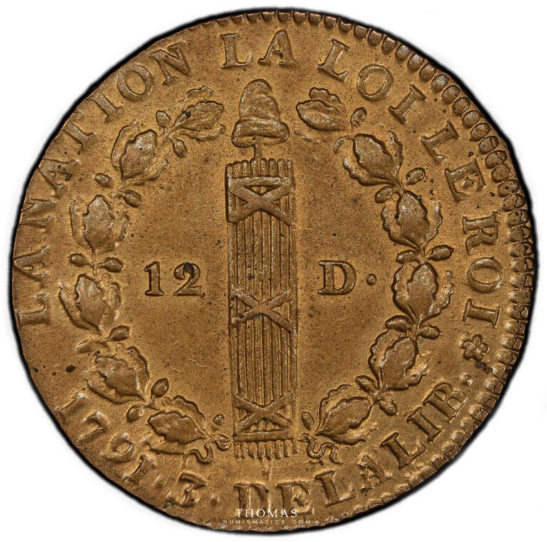 Coin France - Louis XVI - 12 deniers - 1791 A - Type François  PCGS MS 64 reverse