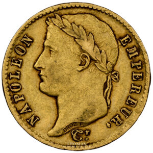 Coin France -Napoléon Ier - Gold - 20 francs or 1813 U Turin - 919 examples obverse