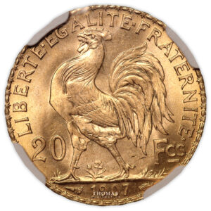 Coin - Coq Marianne France – gold 20 francs – 1907 Paris – NGC MS 67-reverse