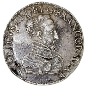 Coin France - Henri II - Teston à la tête Nue - 1557 G Poitiers - Type 1 obverse