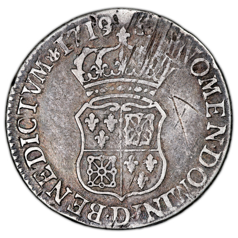 Coin France - Louis XV - 1/4 d'écu France et Navarre - 1719/8 D Lyon reverse