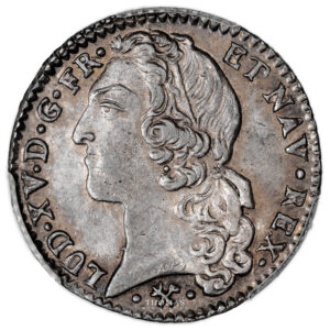 Coin France - Louis XV - 1/5 écu au Bandeau - 1766 L bayonne - PCGS MS 63 obverse