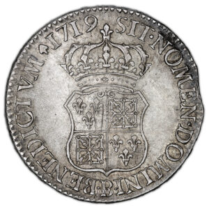 Monnaie France - Louis XV - Écu France et Navarre - 1719 B Rouen-Revers