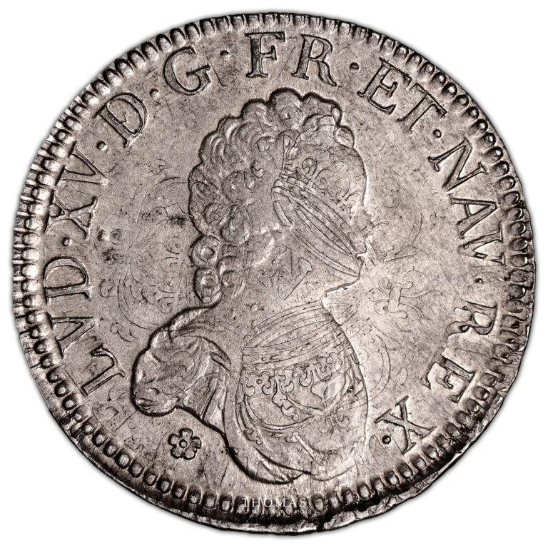 Coin France - Louis XV - Ecu Vertugadin - 1718 D Lyon obverse