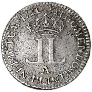 Monnaie France - Louis XV - Livre d'argent - Compagnie des Indes - 1720 A Paris-Revers