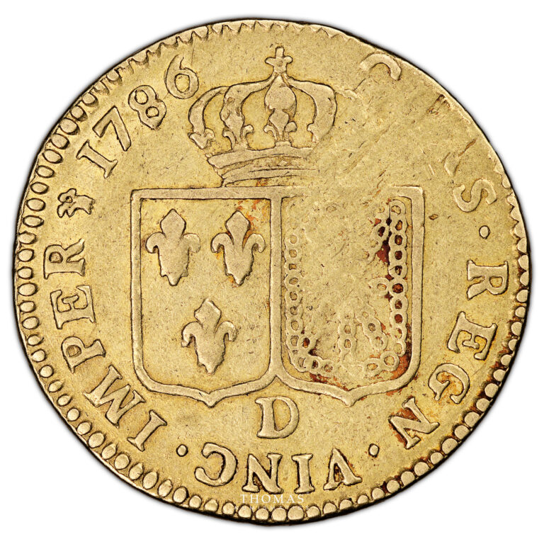 Monnaie France - Louis XVI - Louis d'or - 1786 D Lyon-Revers