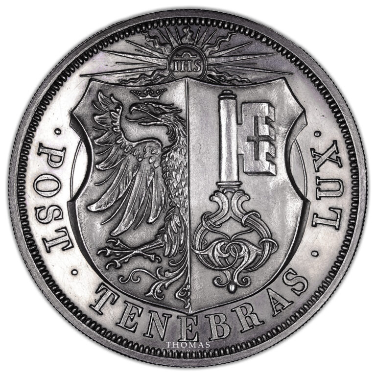 Monnaie Suisse - 10 Francs Argent - Canton de Genève - 1851 - 1 000 exemplaires-Avers