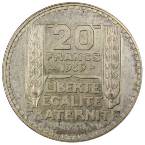 20 francs turin argent 1939 argent revers