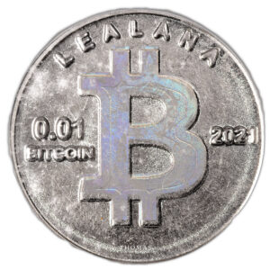 CRYPTOCURRENCY COIN – 2021 LEALANA 0.01 BTC – UNFUNDED – Nickel Plated – ICG MS 67 obverse-2