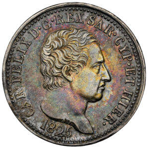 Coin - Italy - Sardinia- Carlo Felice - Lira - Torino 1825 L - NGC AU 58 obverse