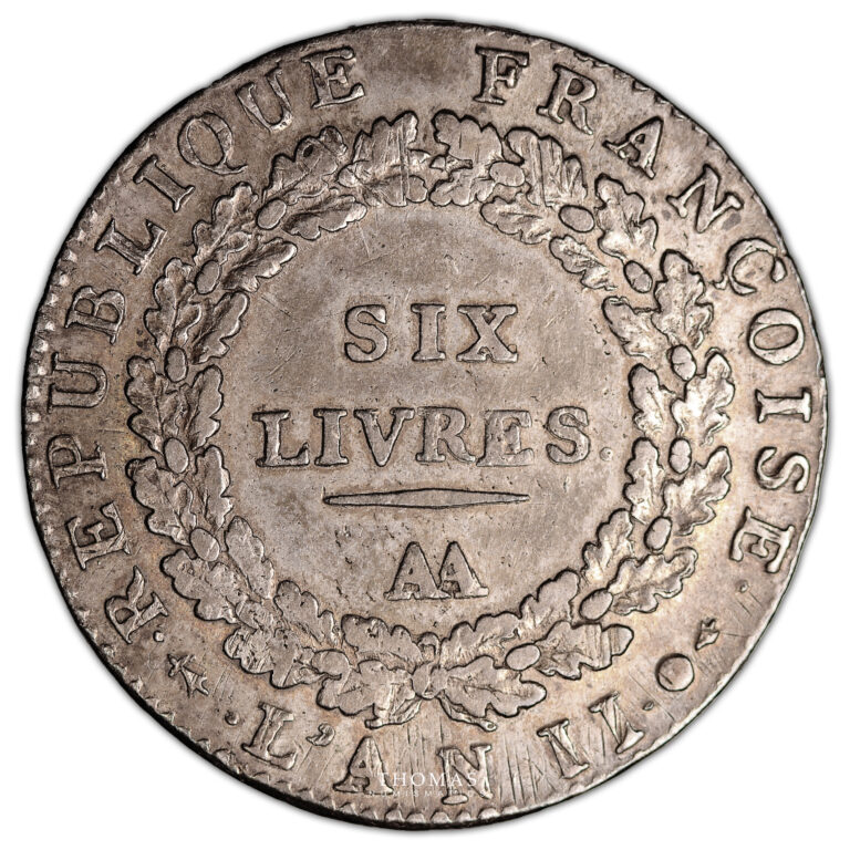 Coin France - Écu de 6 Livres - Convention An II 1793 AA Metz -Sword in the Wing reverse