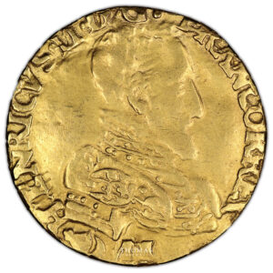 Coin France - Henri II - Old fake-  Gold - Double Henri D'or - 1558 K Bordeaux obverse