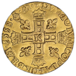 Coin France - Henri II - Old fake-  Gold - Double Henri D'or - 1558 K Bordeaux reverse