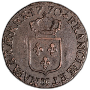 Monnaie France - Louis XV - 1:2 Sol à la vieille tête - 1770 ϽϹ Besançon-Revers