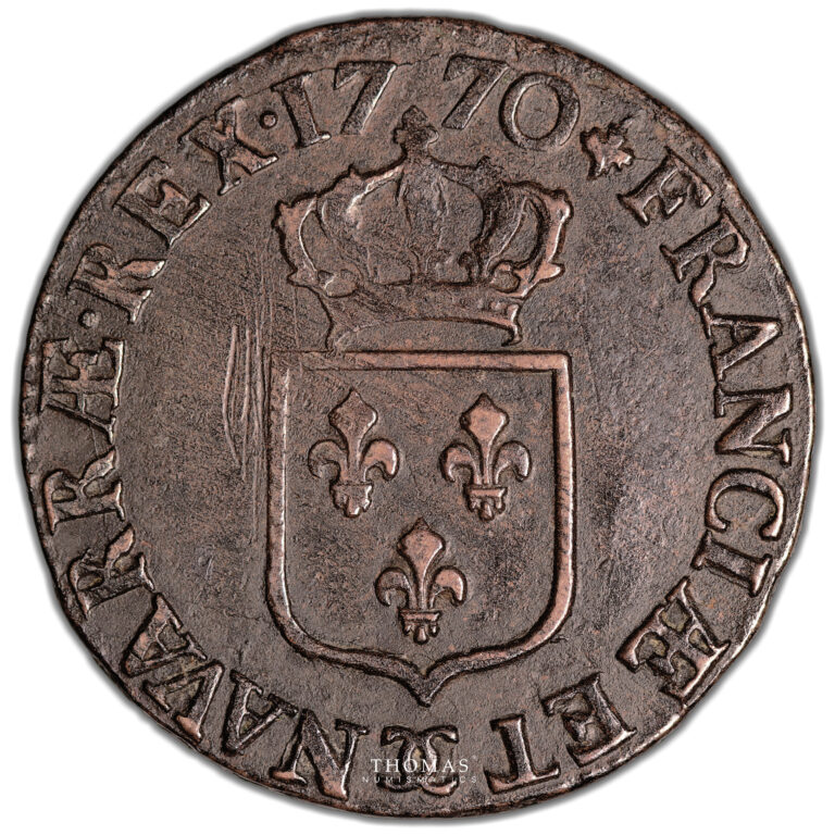 Monnaie France - Louis XV - 1:2 Sol à la vieille tête - 1770 ϽϹ Besançon-Revers