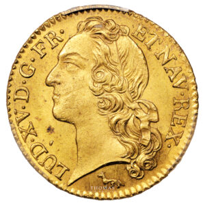 Coin France - Louis XV - Gold - Louis d'or au Bandeau - 1746 A Paris - PCGS MS 65 - Treasure of rue Mouffetard obverse