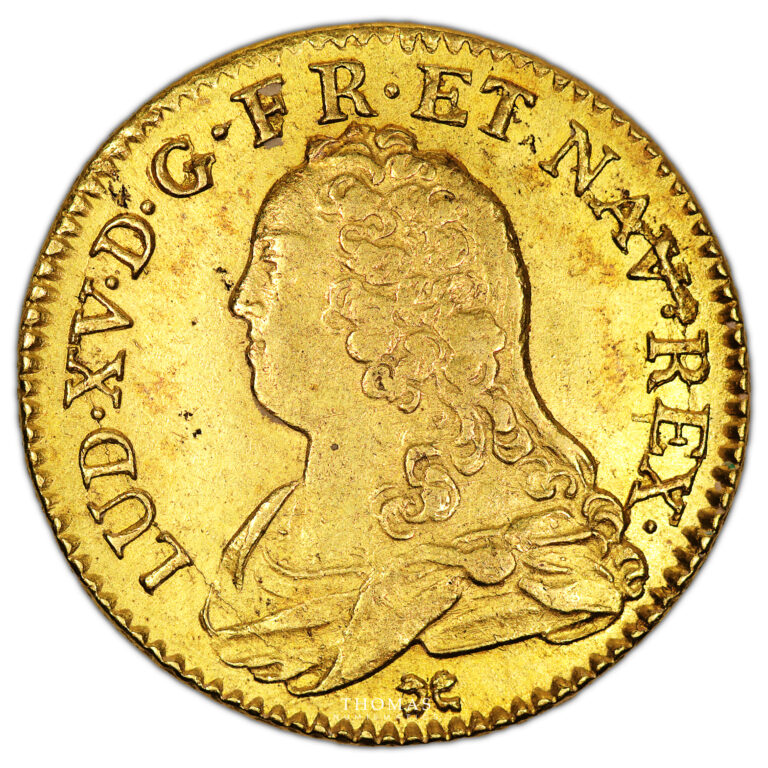 Coin France - Louis XV - Gold Louis d'or aux Lunettes - 1732 Z Grenoble - Treasure of rue Mouffetard obverse