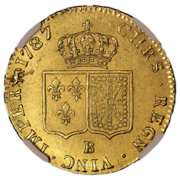 Coin France - Louis XVI - Double Louis d'or à la tête nue - 1787 B Rouen - NGC MS 63 reverse