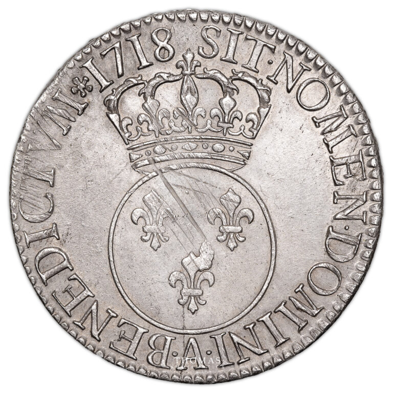 Monnaie France - Louis XVI- Écu Vertugadin - 1718 A Paris Flan neuf - Trésor du moulin de Luzarches-Revers