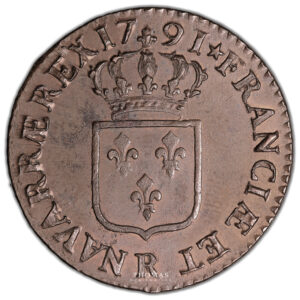 Monnaie France - Louis XVI - Sol à l'écu - 1791 R Orléans-Revers