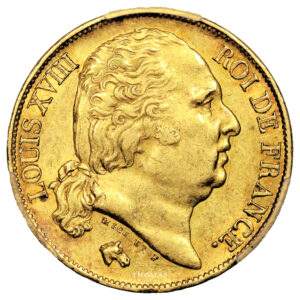 Coin France - Louis XVIII - Gold 20 Francs or - 1817 A Paris - PCGS AU 58 obverse