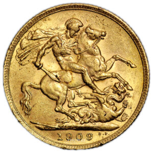 Coin GREAT BRITAIN England - Gold Sovereign - Edward VII - 1909 London- shipwreck Treasure - SS Egypt reverse