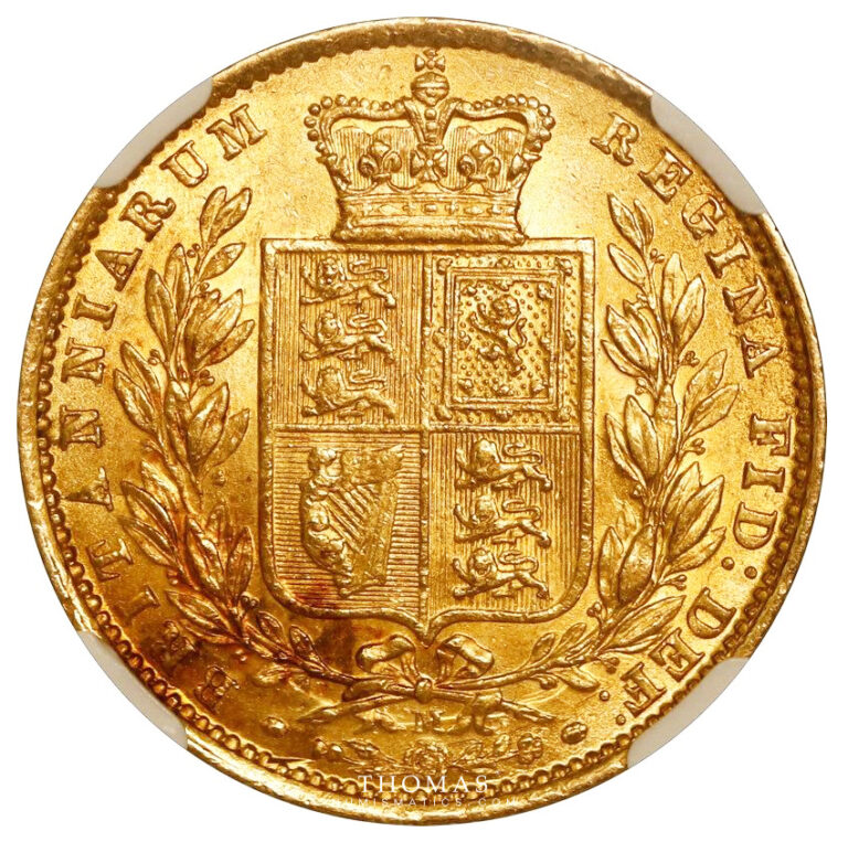 Coin - Great-Britain - Gold sovereign victoria 1872– Treasure shipwreck Douro – NGC MS 61 reverse