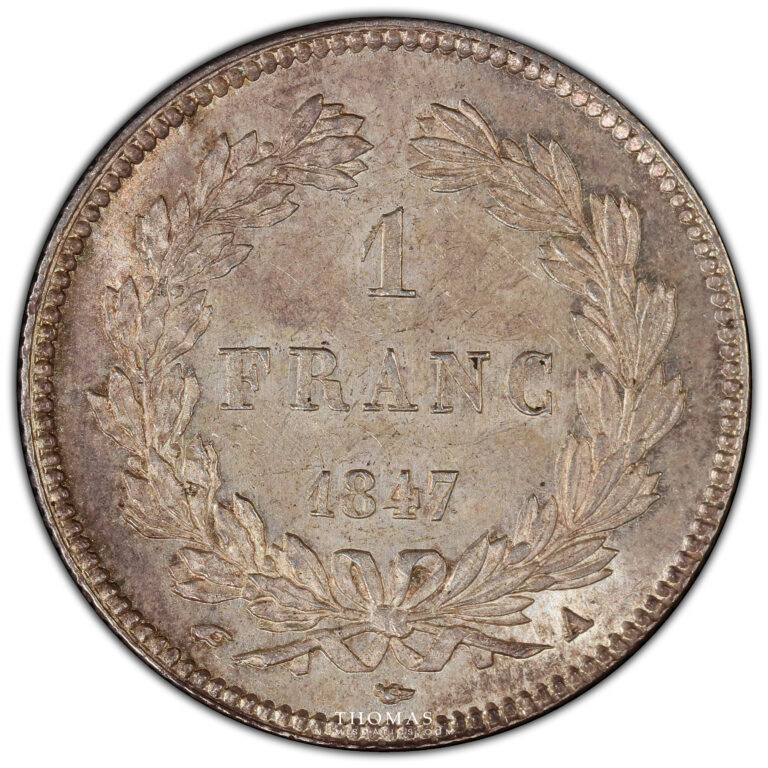 Coin France - 1 franc Louis Philippe 1847 A Paris - PCGS MS 63 reverse