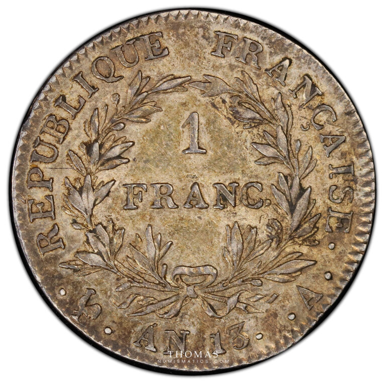 Coin France - 1 franc Napoléon I AN 13 A Paris - 1804 - PCGS AU 53 reverse