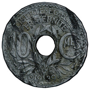 Lindauer - Pattern trial  Double reverse 10 centimes Zinc - Edge smooth 24 pans - PCGS AU Detail reverse