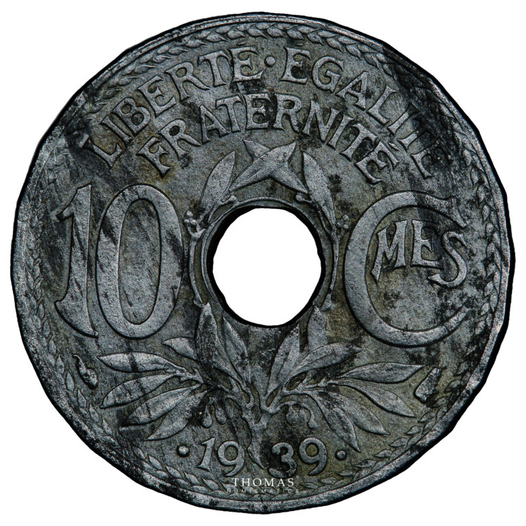 Lindauer - Pattern trial  Double reverse 10 centimes Zinc - Edge smooth 24 pans - PCGS AU Detail reverse