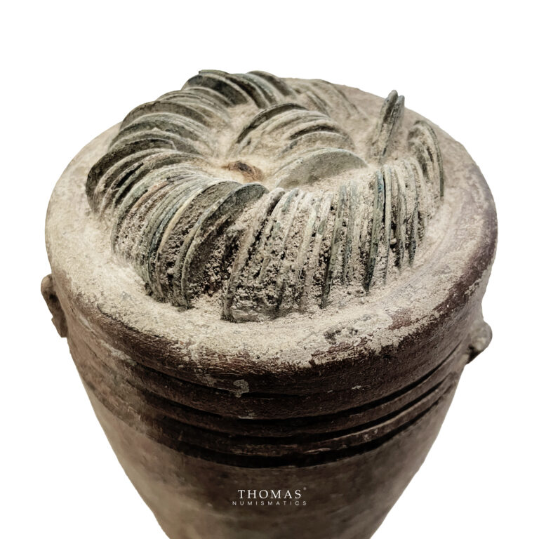 1Chine - 3 Pots en terre cuite et pièces de cuivre - Trésors de monnaies - Dynastie Song-pièces