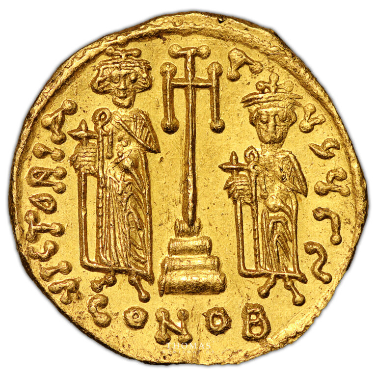 Byzantine coin - Constans II with three sons - Gold - Solidus - Pedigree Davis and Clark reverse