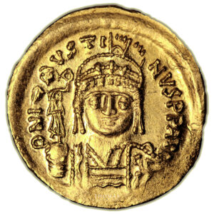 Byzantine Coin - Justin II - Gold solidus - Constantinople obverse