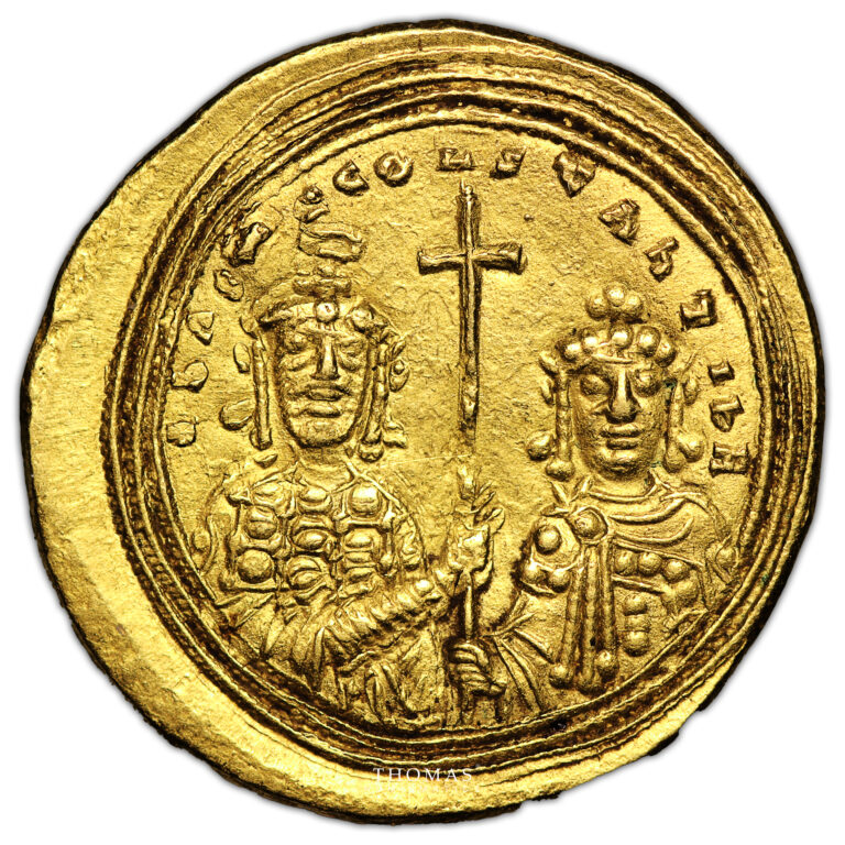 Byzantine coin - Gold Histamenon Nomisma  - Basilus II and brother Constantinus VIII - Constantinople -  Pedigree Davis and Clark reverse