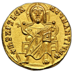 Byzantine Coin - Gold Solidus - Basilus I and son Constantinus VII - Constantinople - Pedigree Davis and Clark obverse