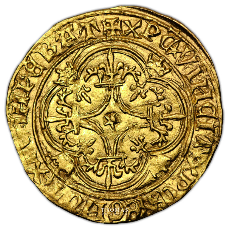 Monnaie France - Charles VI - Écu d'or à la Couronne - Saint Lö - trésor du Moyen Age-Revers