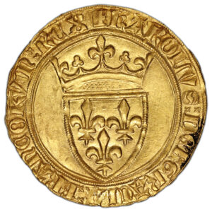 Coin - France  Charles VI - Gold Ecu d'or à la couronne - Mirabel - Treasure Hoard -  the One Hundred Years war obverse