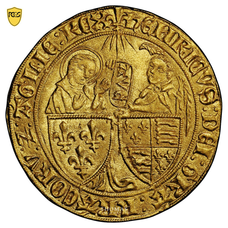 Monnaie France - Henry VI – Salut d’or – Saint-Lô – Trésor guerre de cent ans – Abbaye de la Lucerne-Avers