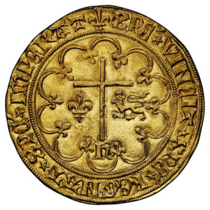 Monnaie France - Henry VI – Salut d’or – Saint-Lô – Trésor guerre de cent ans – Abbaye de la Lucerne-Revers