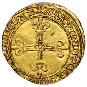 Coin France - Louis XII - Gold Ecu d'or au Soleil - Rouen - Pedigree Davis and Clark - Emile Bourgey reverse