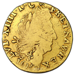 Coin France - Louis XIV - Gold - Demi-Louis d'or aux 4 L - 1694 obverse