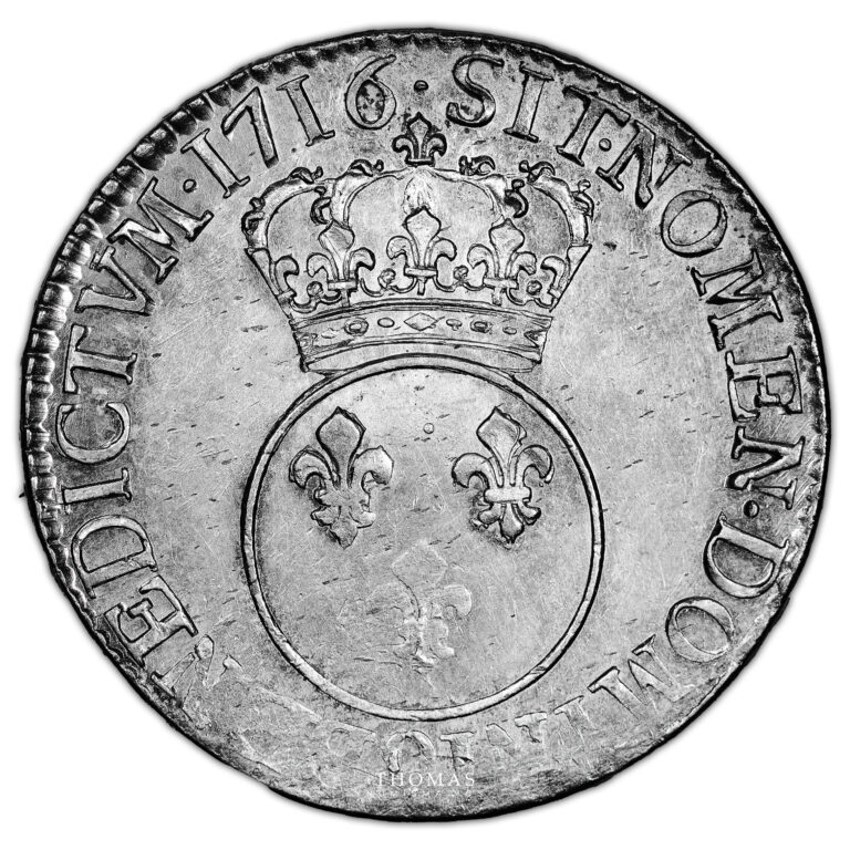 Coin France - Louis XVI- Écu Vertugadin - 1716 - 9 Rennes - Flan neuf - Treasure of mill of Luzarches reverse