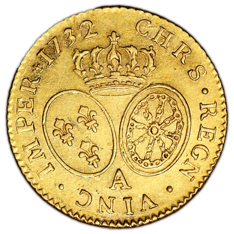 Louis XV - Gold - Louis d'or aux lunettes - 1732 A Paris - Treasure of Saint-Wandrille reverse